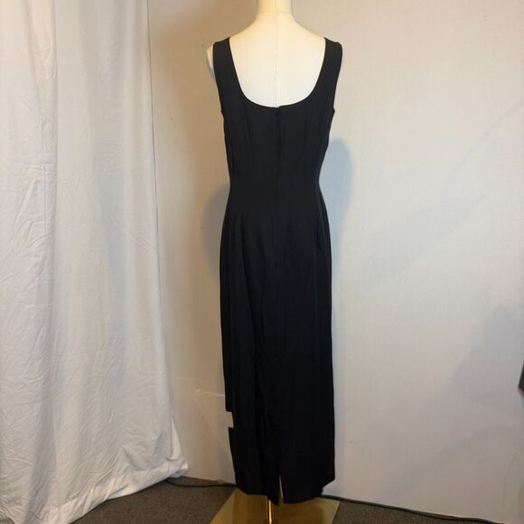 Ann Tobias Size8/Black-White Colorblock/Sleeveless Dress/Fitted Bodice/Back Slit - Picture 2 of 3